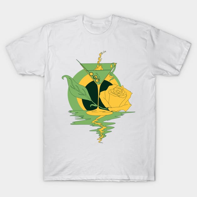 Forrest Green Martini and Rose T-Shirt by kenallouis